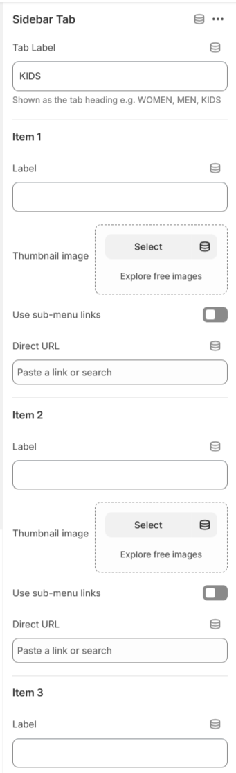 header settings