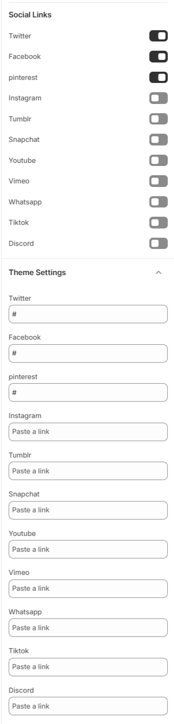 top bar settings